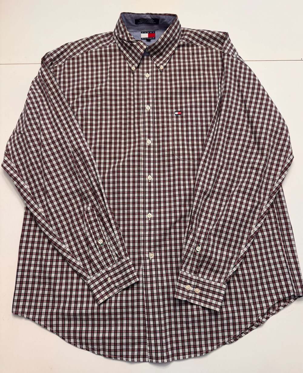 Tommy Hilfiger Men's Long Sleeve Button Down Plaid Shirt Size L